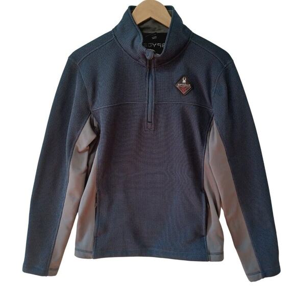 Spyder Outbound 1/4 Zip Pullover Sweater Men’s S Blue Gray Fleece Lined Warm - Picture 1 of 10